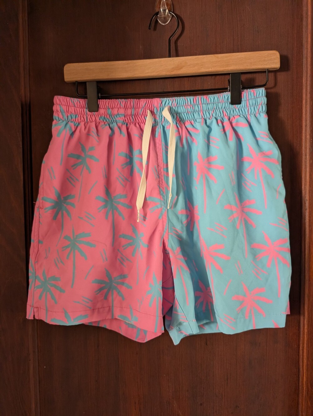 Chubbies Swim Trunks Mens M Pink Blue Palm Tree 5.5 Lined Prince Of Prints